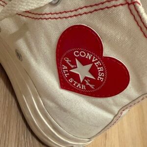 Converse All Star Heart Patch High Top Sneaker - White/Red-size 6